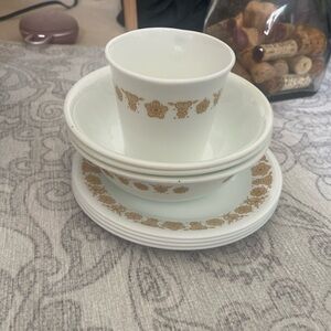 Vintage Corelle dish set butterfly gold  Floral Pyrex/ Corning